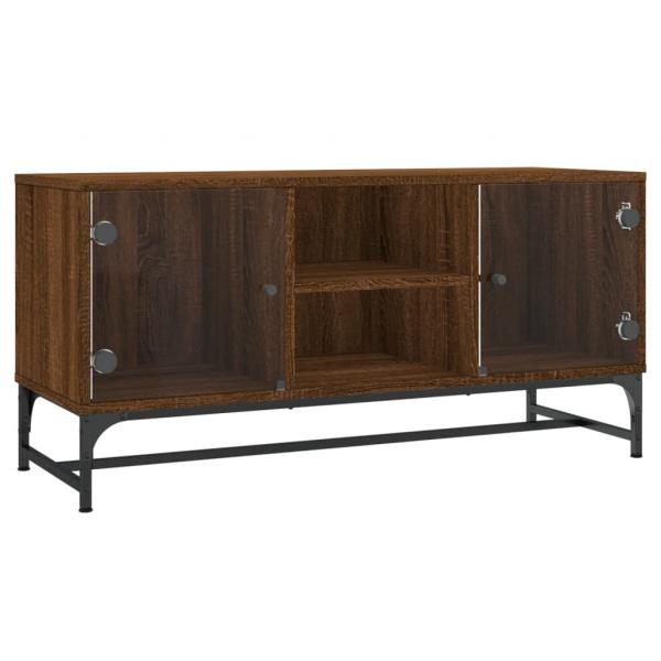 TV-Schrank mit Glastüren Braun Eichen-Optik 102x37x50 cm