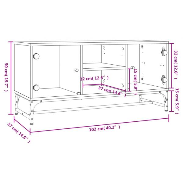 TV-Schrank mit Glastüren Braun Eichen-Optik 102x37x50 cm