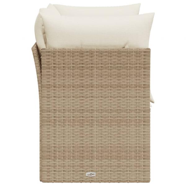 Gartensofa mit Kissen 2-Sitzer Beige Poly Rattan