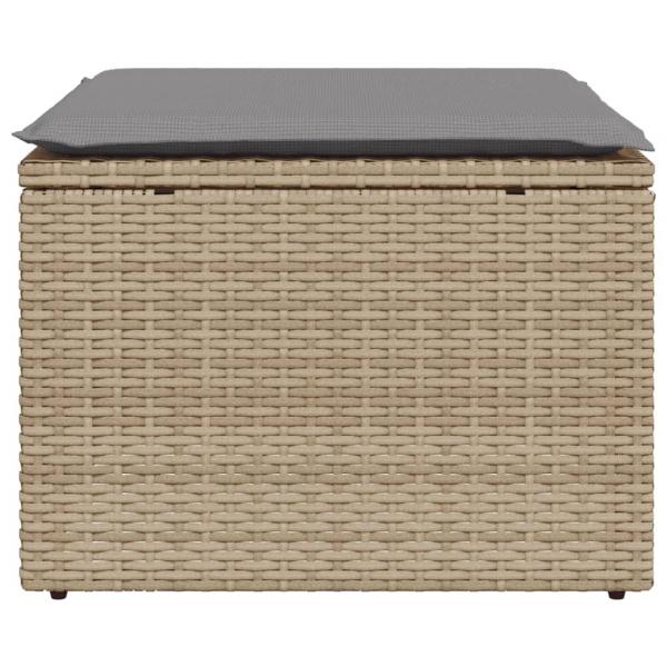 Gartenhocker mit Kissen Beige 55x55x37 cm Poly Rattan