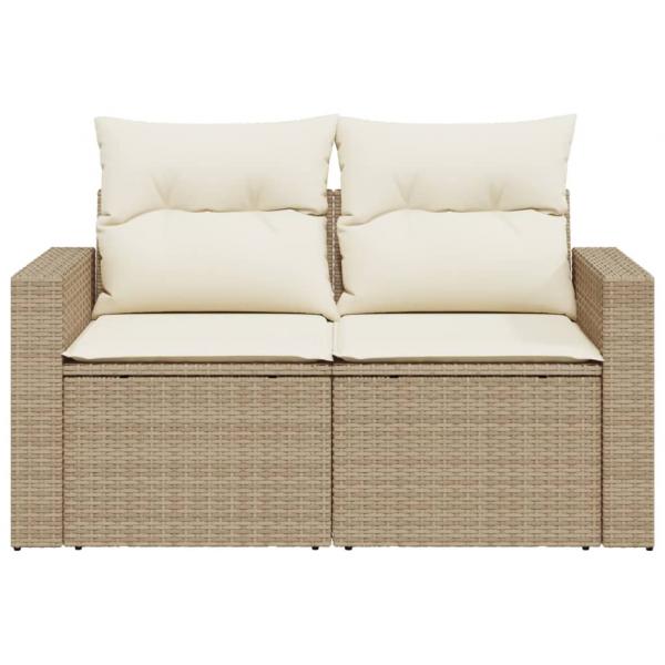 Gartensofa mit Kissen 2-Sitzer Beige Poly Rattan