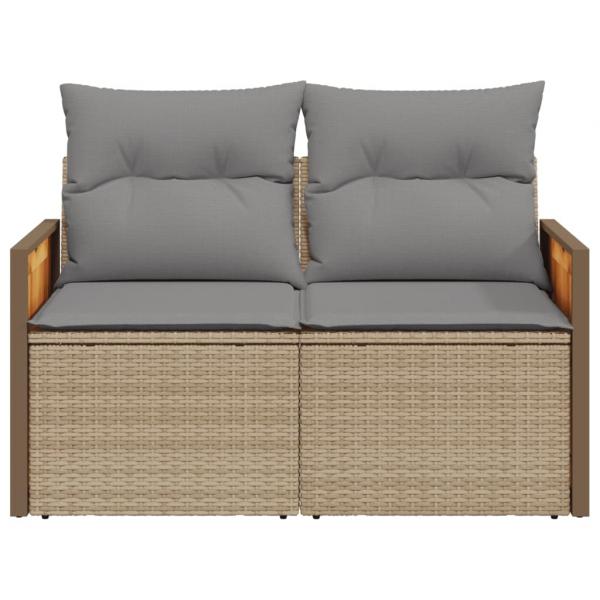 Gartensofa mit Kissen 2-Sitzer Beige Poly Rattan