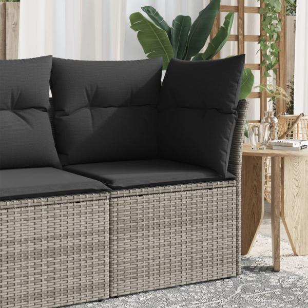 ARDEBO.de - Garten-Ecksofa mit Kissen Grau Poly Rattan