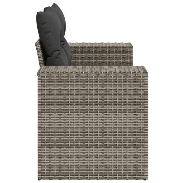 Gartensofa 2-Sitzer mit Kissen Grau Poly Rattan