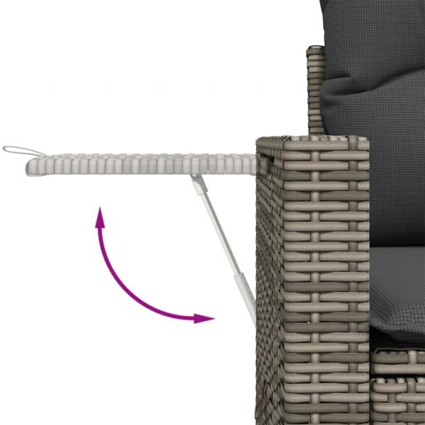 Gartensofa 2-Sitzer mit Kissen Grau Poly Rattan