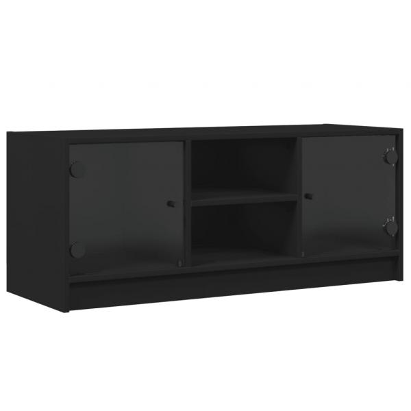 TV-Schrank mit Glastüren Schwarz 102x37x42 cm