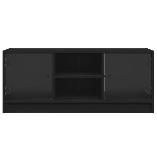 TV-Schrank mit Glastüren Schwarz 102x37x42 cm