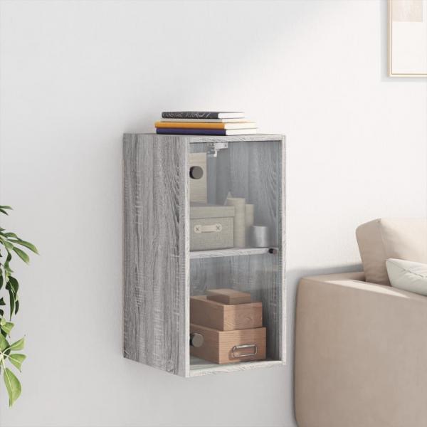 Wandschrank mit Glastüren Grau Sonoma 35x37x68,5 cm