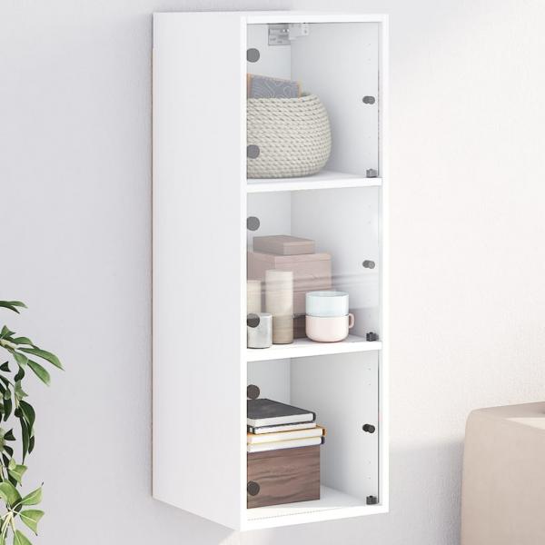 ARDEBO.de - Wandschrank mit Glastüren Weiß 35x37x100 cm