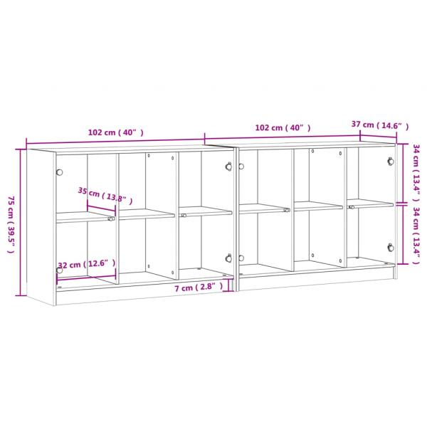 Bücherschrank mit Türen Sonoma-Eiche 204x37x75 cm Holzwerkstoff