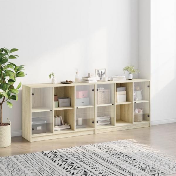 Bücherschrank mit Türen Sonoma-Eiche 204x37x75 cm Holzwerkstoff