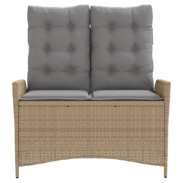 Gartenbank Verstellbar mit Kissen Beige Poly Rattan