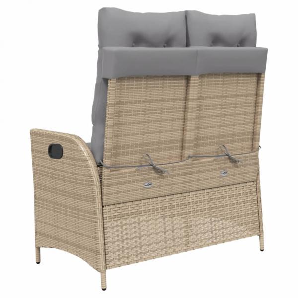 Gartenbank Verstellbar mit Kissen Beige Poly Rattan