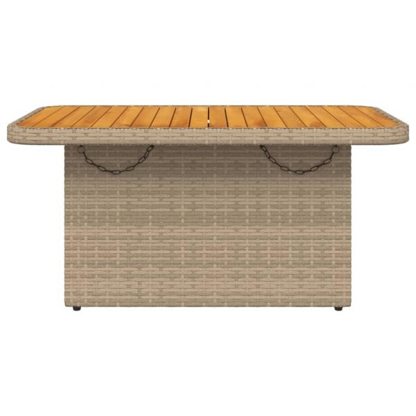 Gartentisch Beige 90x55x71 cm Poly Rattan und Akazienholz