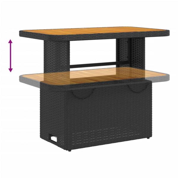 Gartentisch Schwarz 90x55x71 cm Poly Rattan und Akazienholz