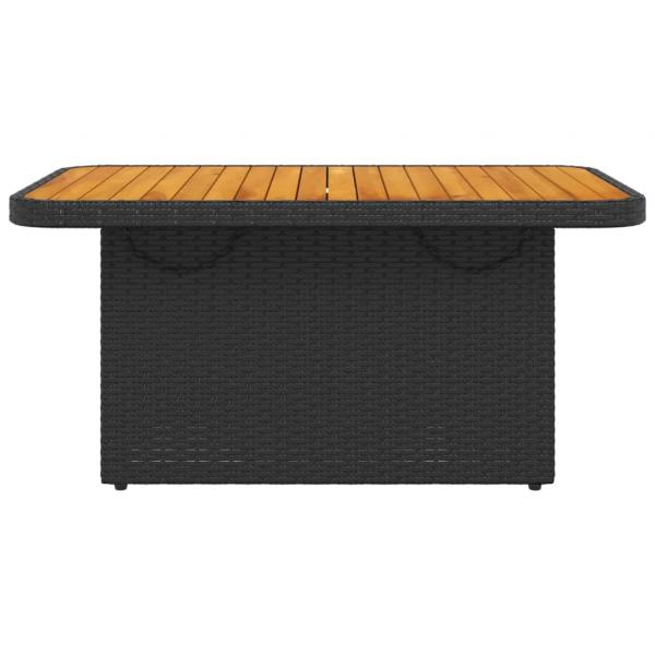 Gartentisch Schwarz 90x55x71 cm Poly Rattan und Akazienholz