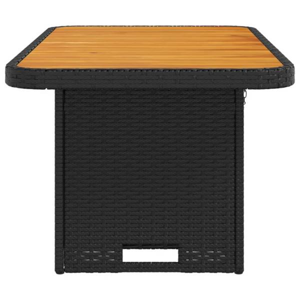 Gartentisch Schwarz 90x55x71 cm Poly Rattan und Akazienholz