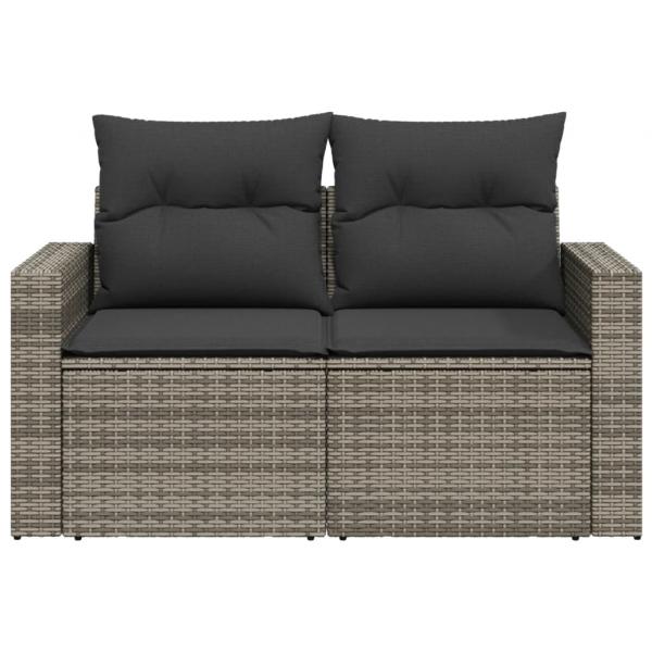 Gartensofa 2-Sitzer mit Kissen Grau Poly Rattan