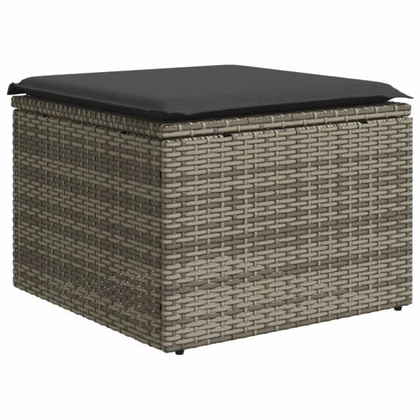 Gartenhocker mit Kissen Grau 55x55x37 cm Poly Rattan