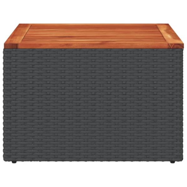 Gartentisch Schwarz 55x55x37 cm Poly Rattan und Akazienholz