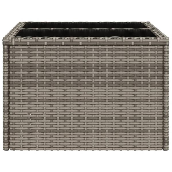 Gartentisch mit Glasplatte Grau 55x55x37 cm Poly Rattan