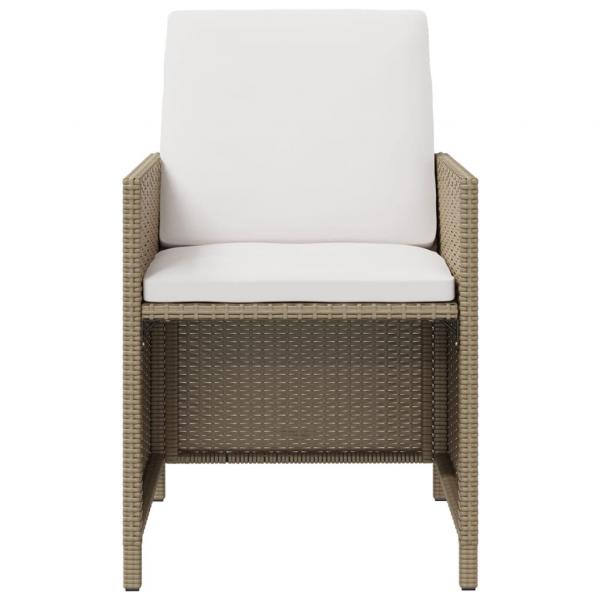 Garten-Essstühle mit Kissen 4 Stk. Beige Poly Rattan