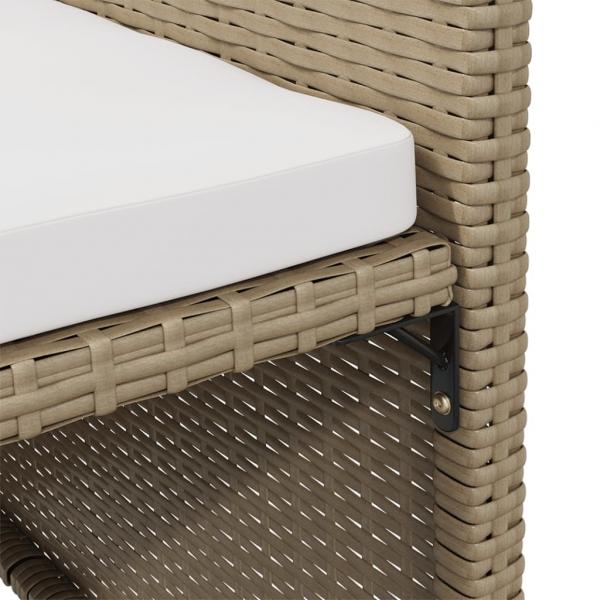 Garten-Essstühle mit Kissen 4 Stk. Beige Poly Rattan