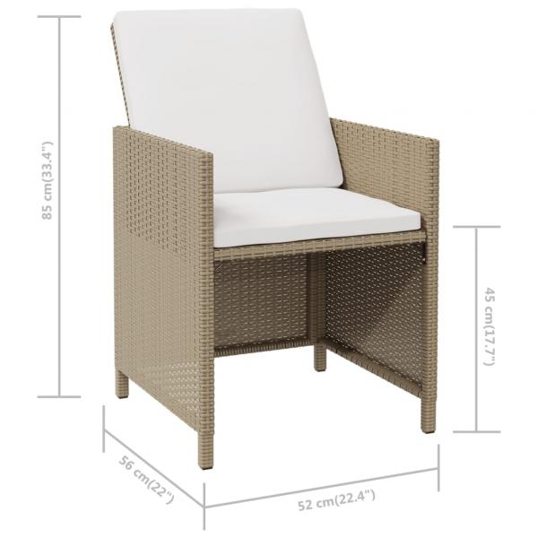 Garten-Essstühle mit Kissen 4 Stk. Beige Poly Rattan