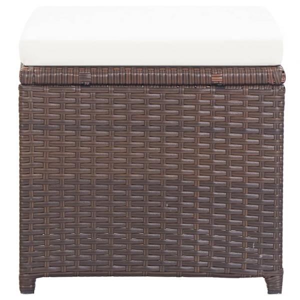 Gartenhocker 4 Stk. mit Kissen Braun Poly Rattan