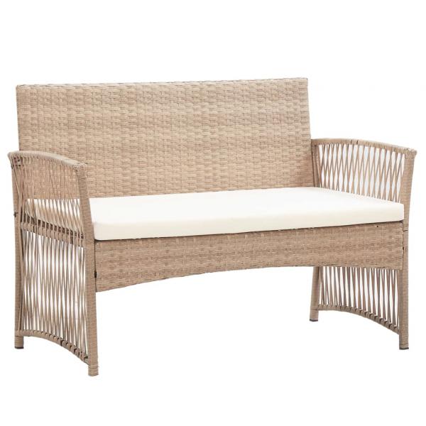 4-tlg. Garten-Lounge-Set mit Auflage Poly Rattan Beige