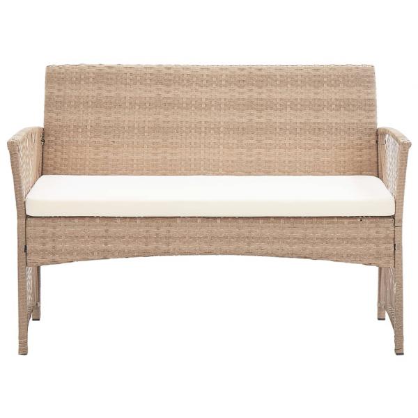 4-tlg. Garten-Lounge-Set mit Auflage Poly Rattan Beige