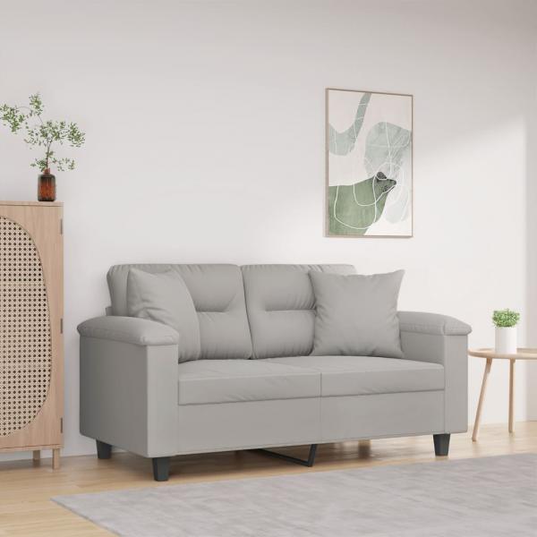 ARDEBO.de - 2-Sitzer-Sofa mit Kissen Hellgrau 120 cm Mikrofasergewebe