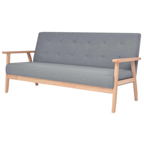 Sofa-Set 3-tlg. Stoff Hellgrau