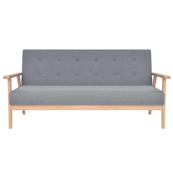 Sofa-Set 3-tlg. Stoff Hellgrau