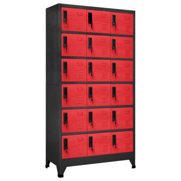 ARDEBO.de - Schließfachschrank Anthrazit und Rot 90x40x180 cm Stahl