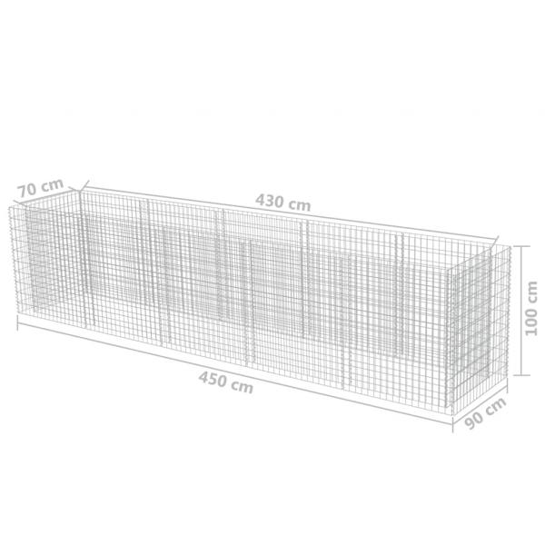 Gabionen-Hochbeet Verzinkter Stahl 450×90×100 cm