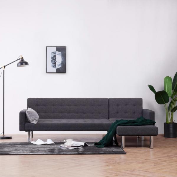 ARDEBO.de - Schlafsofa in L-Form Dunkelgrau Polyester