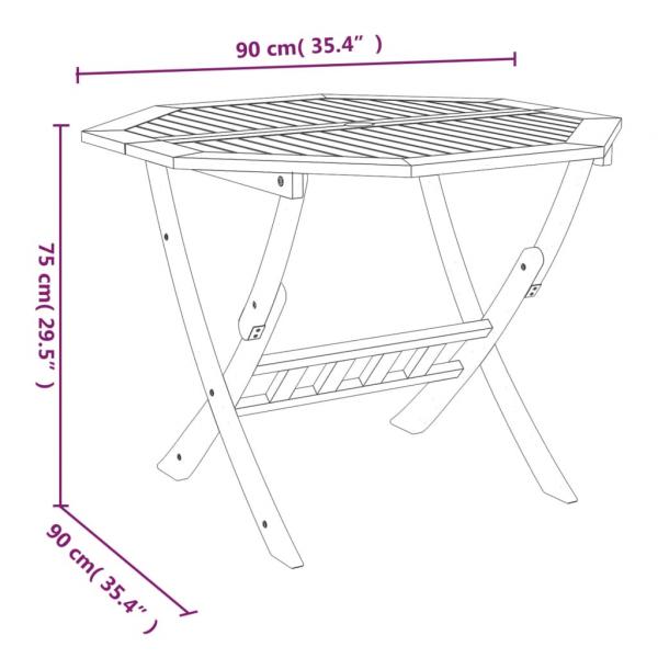 Klappbarer Gartentisch 90x75 cm Massivholz Akazie