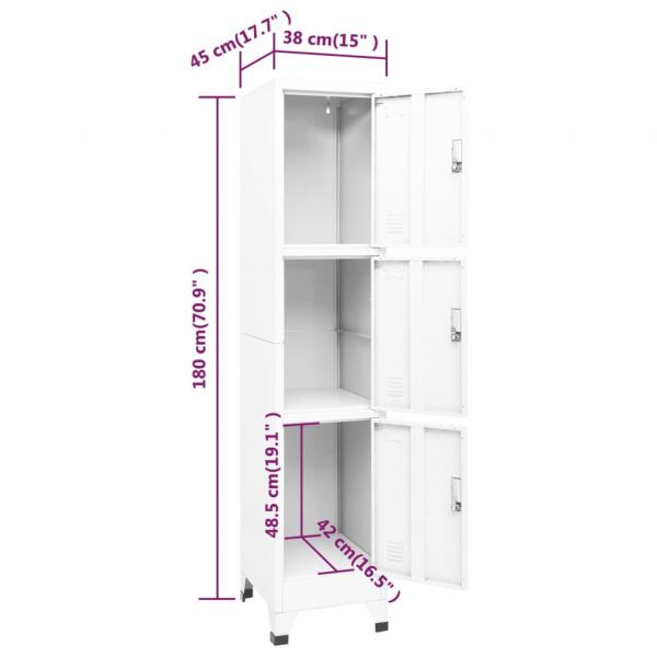 Schließfachschrank Weiß 38x45x180 cm Stahl