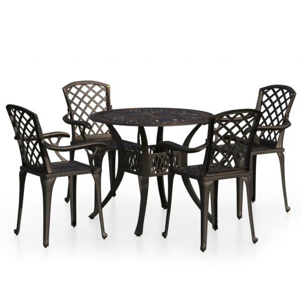 5-tlg. Bistro-Set Aluminiumguss Bronzen