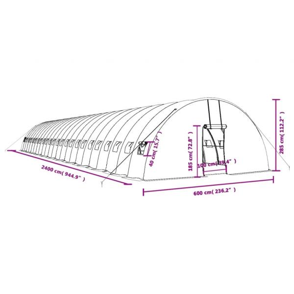 Gewächshaus mit Stahlrahmen Weiß 144 m² 24x6x2,85 m