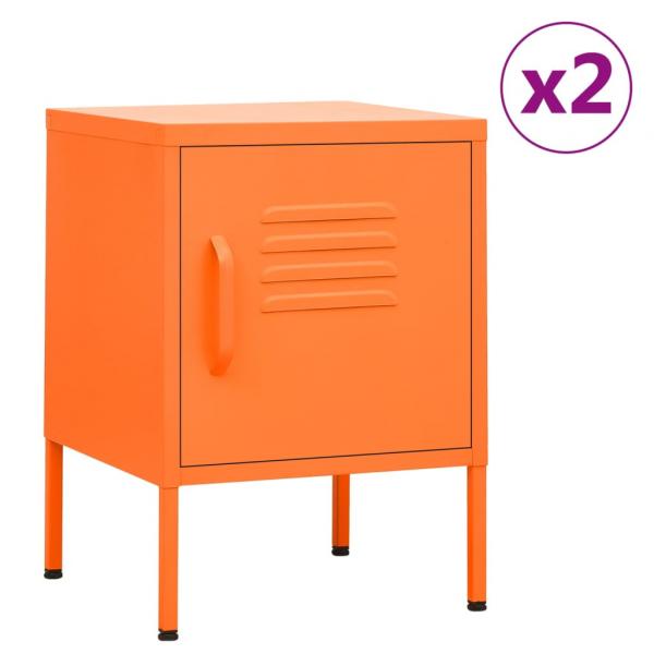 ARDEBO.de - Nachttische 2 Stk. Orange 35x35x51 cm Stahl