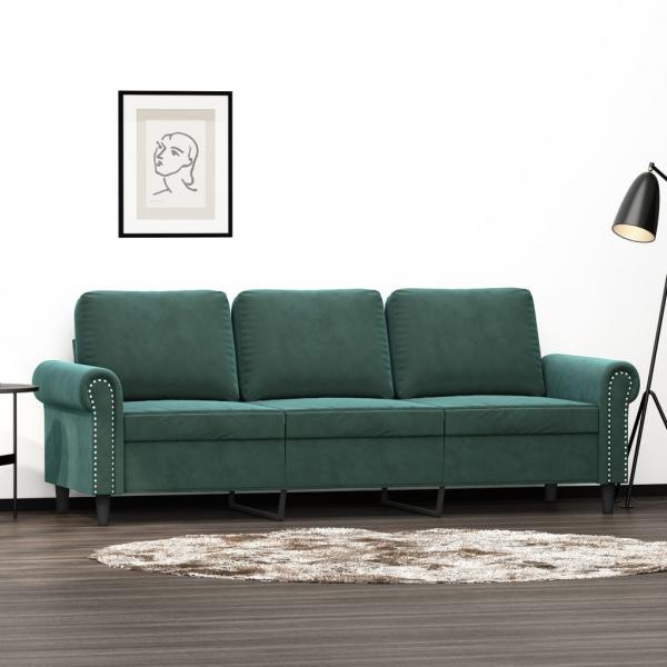 ARDEBO.de - 3-Sitzer-Sofa Dunkelgrün 180 cm Samt