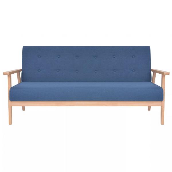 Sofagarnitur 3-tlg. Stoff Blau