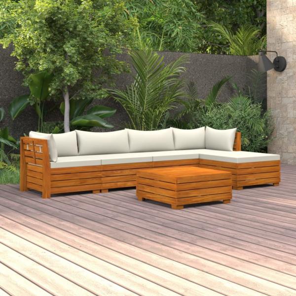 ARDEBO.de - 6-tlg. Garten-Lounge-Set mit Kissen Massivholz Akazie