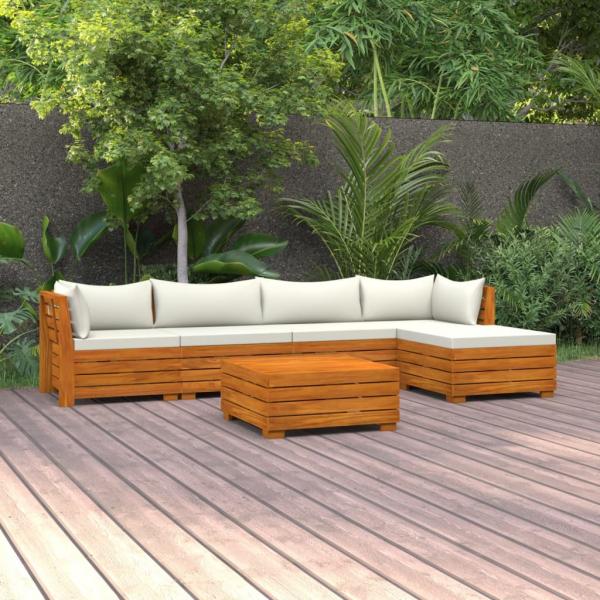 ARDEBO.de - 6-tlg. Garten-Lounge-Set mit Kissen Massivholz Akazie