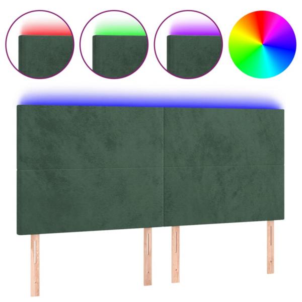 ARDEBO.de - LED Kopfteil Dunkelgrün 180x5x118/128 cm Samt