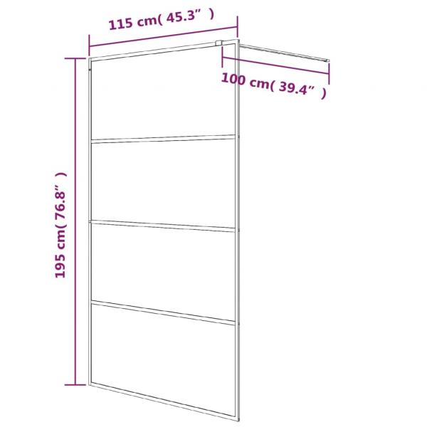 Duschwand für Begehbare Dusche Schwarz 115x195 cm Halbmatt ESG