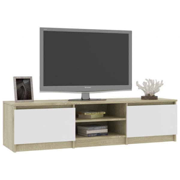 TV-Schrank Weiß und Sonoma-Eiche 140x40x35,5 cm Holzwerkstoff