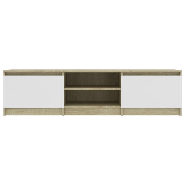 TV-Schrank Weiß und Sonoma-Eiche 140x40x35,5 cm Holzwerkstoff